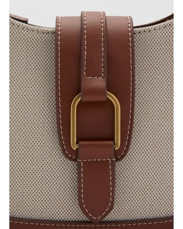 Mango Canvas & PU Shoulder Bag