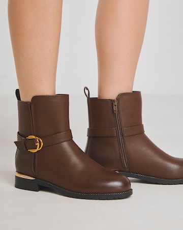 Heavenly Soles Indi Ankle Boots With Buckle Strap - Extra Wide Fit (EEE)