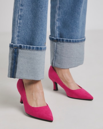 Heavenly Soles Kirsten Pointed Toe Kitten Heel Shoes - Extra Wide Fit (EEE)