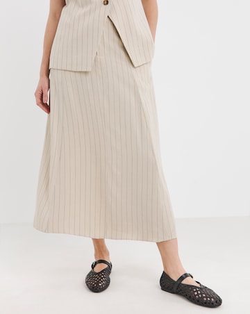 Stripe Linen Mix Midaxi Skirt