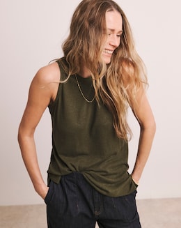 Anthology Rib Crew Neck Linen Tank