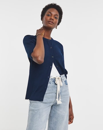 Navy Short Sleeve Cardigan