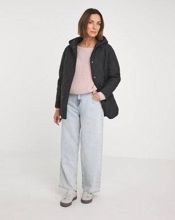 Black Hooded Quilted Jacket