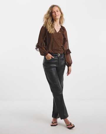 Womens Chiffon Ruffle Detail Blouse - Leopard Floral