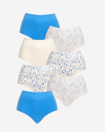 Pretty Secrets (7 Pack) Cotton Full Fit Brief Knickers Blue Floral