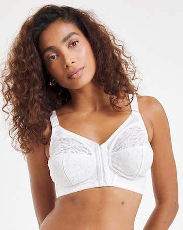 Pretty Secrets Dotty Front Fastening White Midi Bra (B-DD) White
