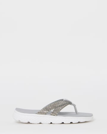 Cushion Walk Grey Glitter Crossover Toe-Post Sandals - Wide Fit (E)