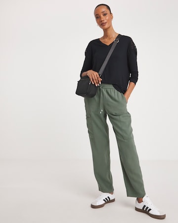 Black V Neck Lace Back Top