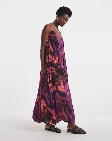 Pleated Front Pinafore Maxi Dress