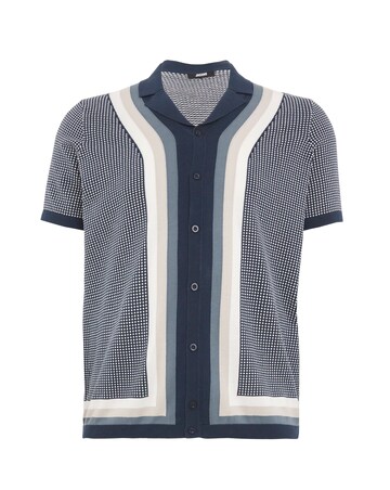 Navy Pattern Knitted Polo
