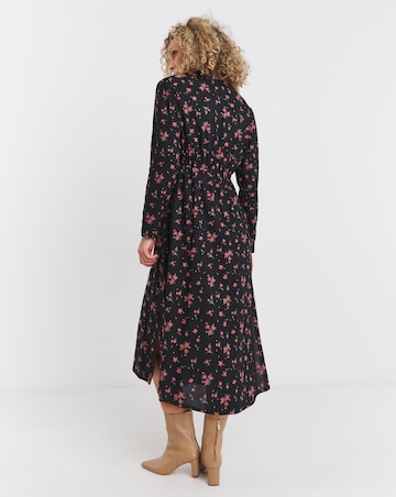 Viscose Midi Shirt Dress with Collar