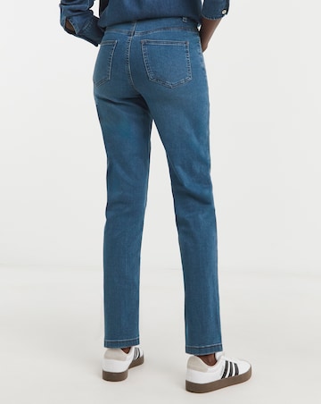 Mid Blue High Waist Super Soft Slim Leg Jean