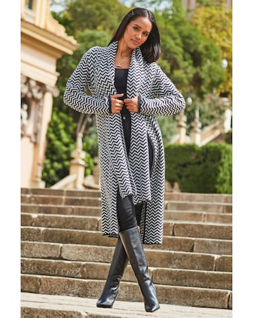 Sosandar Herringbone Mixed Wool Coat