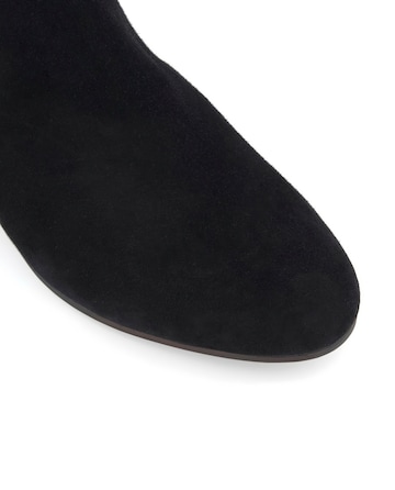 Dune Pippie Black Suede Low-Heel Ankle Boots Wide Fit