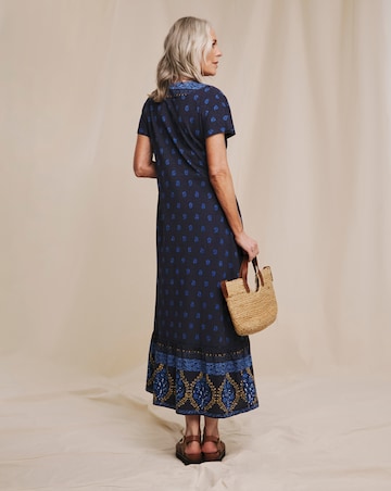 Julipa Pure Cotton Wrap Border Midi Dress