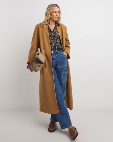 Womens Collar Detail Long Sleeve Blouse - Abstract Print