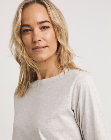 Oatmeal Marl Longline Curved Hem Top