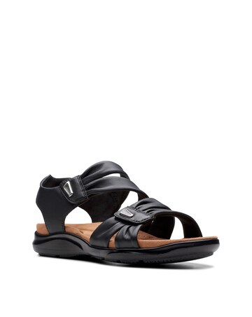Clarks Black Kitly Ave Touch And Close Sandal -Wide Fit (E)