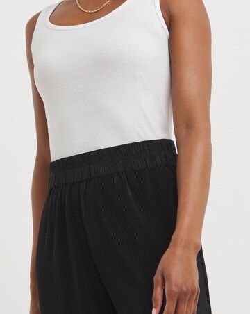 Black Plisse Wide Leg Trousers