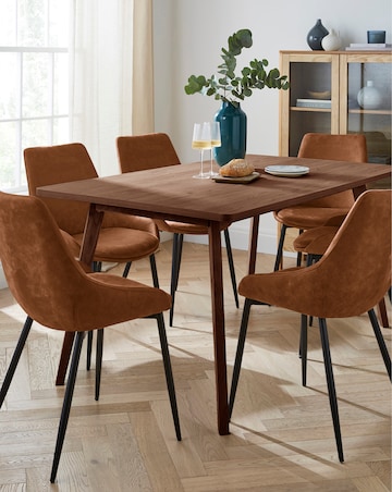 Oslo Dining Table with 6 Etta Faux Leather Chairs