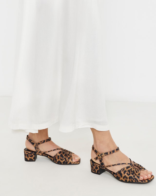 Charli Low Block Heel Soft Ruched Sandals - Wide Fit (E)