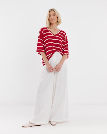 Stripe Textured V-Neck T-Shirt