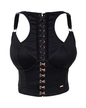 Figleaves Neoprene Underwired Front Fastening Non Padded Corset (B-F) Black