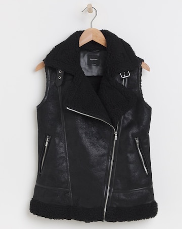 Borg Faux Shearling Lined Aviator Gilet