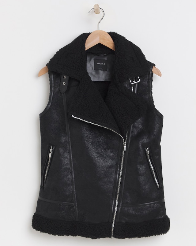 Borg Faux Shearling Lined Aviator Gilet