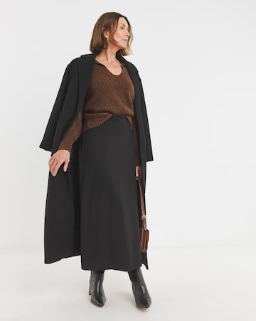 Black Tailored Jersey Column Skirt