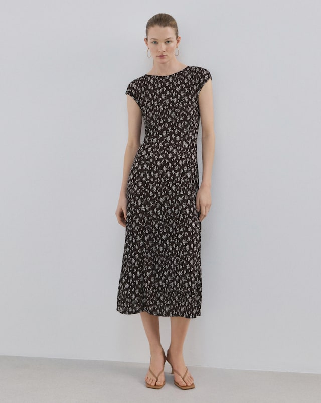 Mango Pome Floral Print Midi Dress