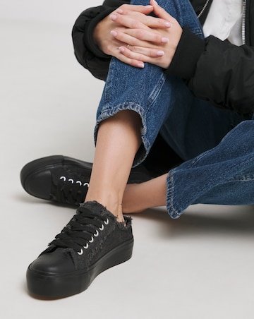 Bowie Raw Edge Slip on Trainers - Wide Fit (E)