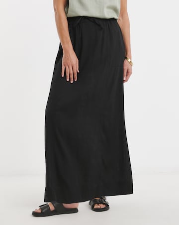 Black Linen Mix Maxi Skirt