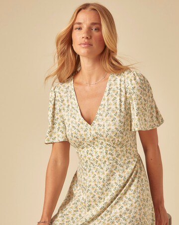 Nobody's Child Atlas Midi Dress Woodblock Green Print