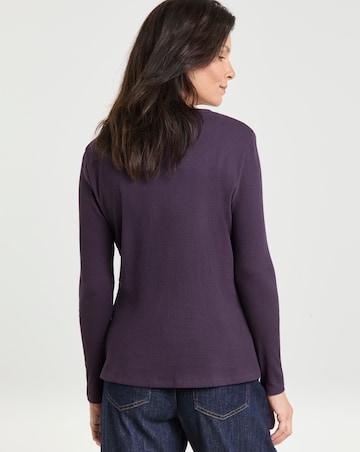 Henley Button Front Long Sleeve Top