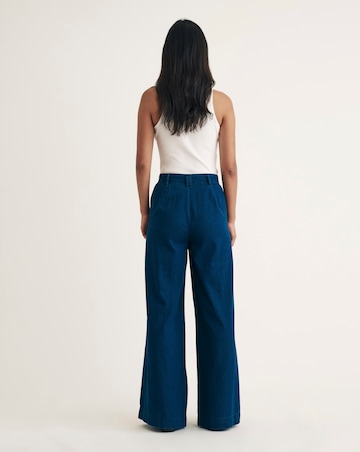 Nobody's Child Blue Denim Ava Pleat Front Wide Leg Trouser