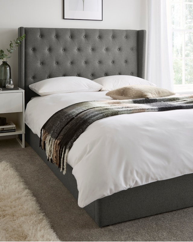 Allegra Winged Fabric Ottoman Bedframe