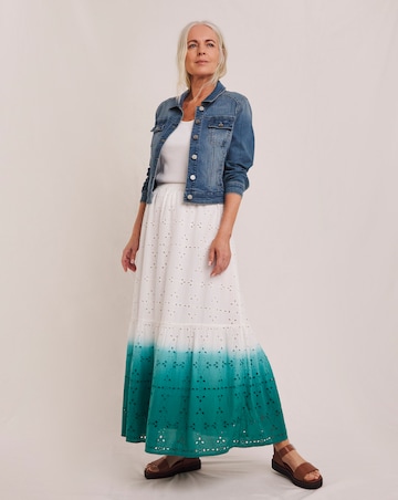 Julipa White Ombre Pure Cotton Broderie Skirt