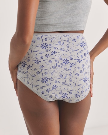 Pretty Secrets (7 Pack) Cotton Full Fit Knickers Blue Floral