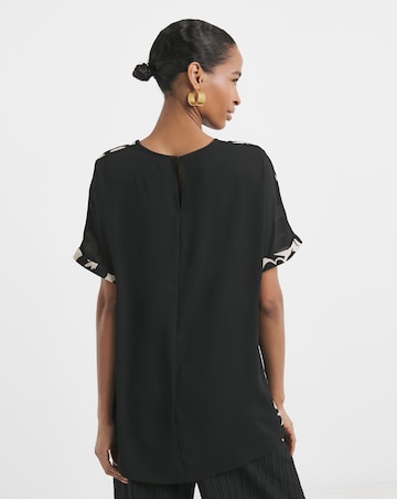 Boxy Short Sleeve Top - Mono Print