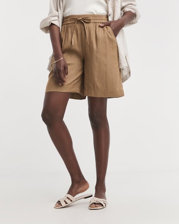 Truffle Linen Mix Knee Length Shorts