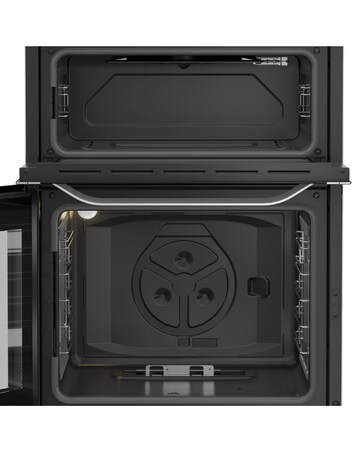 Hotpoint HDG6GDCWX 60cm Gas Double Cooker with Glass Lid - Stainless Steel