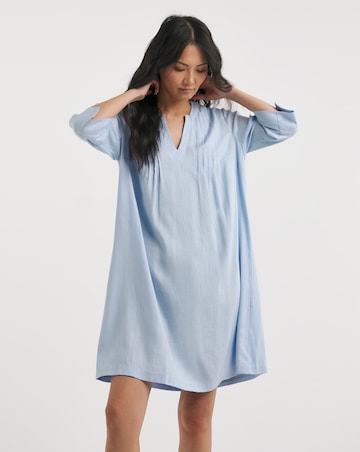 Julipa Pintuck Linen Mix Shift Dress