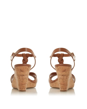 Dune Koali Leather Cork Wedge Wide Fit
