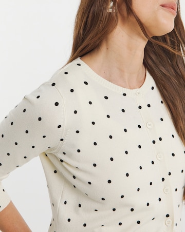 Spot Print Crew Neck Cardigan