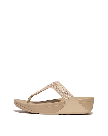 Fit Flop Beige Lulu Crystal Toe-Post Sandals -Standard Fit (D)