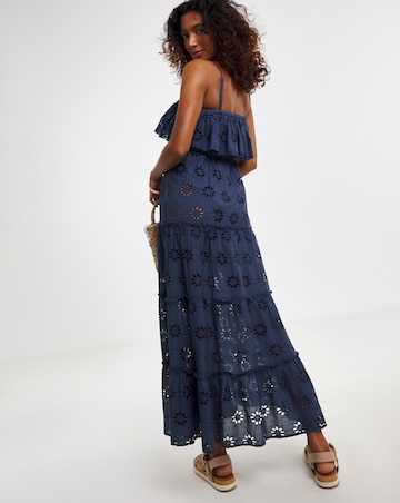 Cotton Broderie Bandeau Maxi Beach Dress