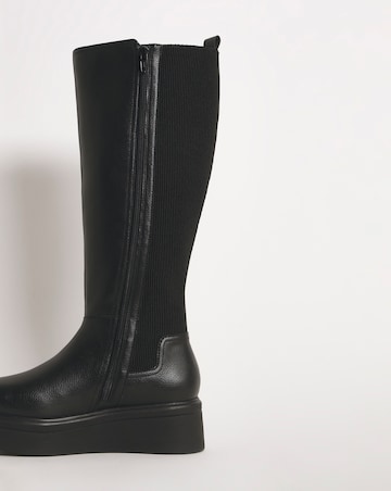 Kayley Wedge Knee High Boots Ex Wide Fit Super Curvy Calf