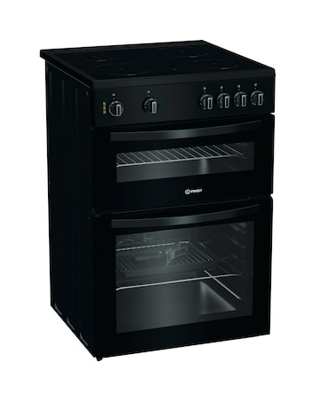 Indesit ITE6VMB 60cm Electric Twin Cooker with Ceramic Hob - Black