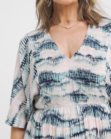 Julipa Shirred Front Crinkle Midi Dress